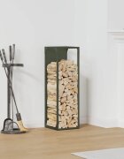 vidaXL Стойка за дърва за огрев маслиненозелена 25x25x80 cm
