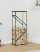 vidaXL Стойка за дърва за огрев маслиненозелена 40x25x100 см
