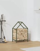 vidaXL Стойка за дърва за огрев маслиненозелена 40x25x60 см