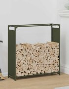 vidaXL Стойка за дърва за огрев маслиненозелена 90x28x90 см