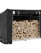vidaXL Стойка за дърва за огрев с дъждобран 151x805x1105 см