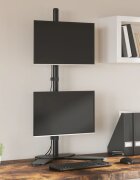 vidaXL Стойка за два монитора черна стомана VESA 75/100 мм