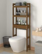 vidaXL Стойка за хавлии меденокафява 63x26x171 см борово дърво масив