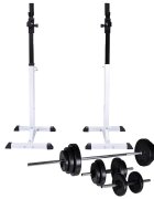 vidaXL Стойка за клекове с щанга и дъмбели 305 кг
