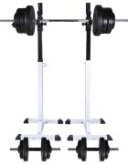 vidaXL Стойка за клекове с щанга и дъмбели 605 кг