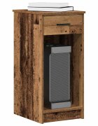 vidaXL Стойка за компютърна кула с чекмедже старо дърво 35x45x77 см