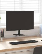 vidaXL Стойка за монитор бяла 100x20x8 см закалено стъкло и метал
