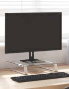 vidaXL Стойка за монитор бяла 40x35x8 см закалено стъкло и метал