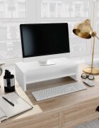 vidaXL Стойка за монитор бяла 42x24x13 см инженерно дърво