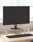 vidaXL Стойка за монитор бяла 60x20x8 см закалено стъкло и метал