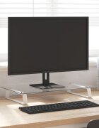 vidaXL Стойка за монитор бяла 60x35x8 см закалено стъкло и метал