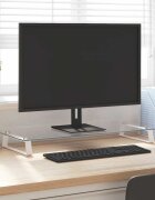 vidaXL Стойка за монитор бяла 80x35x8 см закалено стъкло и метал