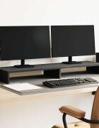 vidaXL Стойка за монитор черен дъб 100x27x10 см инженерно дърво