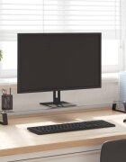 vidaXL Стойка за монитор черна 100x20x8 см закалено стъкло и метал