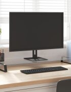 vidaXL Стойка за монитор черна 100x35x8 см закалено стъкло и метал
