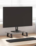 vidaXL Стойка за монитор черна 40x20x8 см закалено стъкло и метал