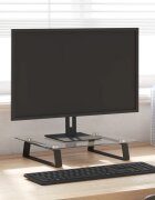 vidaXL Стойка за монитор черна 40x35x8 см закалено стъкло и метал
