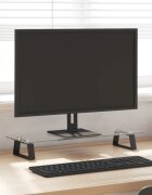 vidaXL Стойка за монитор черна 60x20x8 см закалено стъкло и метал