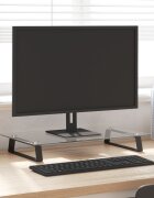 vidaXL Стойка за монитор черна 60x35x8 см закалено стъкло и метал
