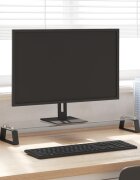 vidaXL Стойка за монитор черна 80x20x8 см закалено стъкло и метал