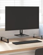 vidaXL Стойка за монитор черна 80x35x8 см закалено стъкло и метал