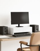 vidaXL Стойка за монитор с чекмеджета бяла 50x27x15 см инженерно дърво