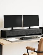 vidaXL Стойка за монитор с чекмеджета черен дъб 100x27x15 см инженерно дърво
