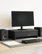 vidaXL Стойка за монитор с чекмеджета черен дъб 50x27x15 см инженерно дърво