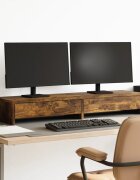 vidaXL Стойка за монитор с чекмеджета опушен дъб 100x27x15 см
