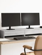 vidaXL Стойка за монитор с чекмеджета сив сонома 105x23x155 см