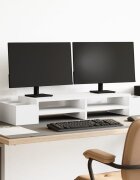vidaXL Стойка за монитор с място за съхранение бяла 100x27x15 см