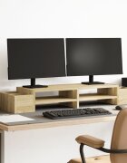 vidaXL Стойка за монитор с място за съхранение дъб сонома 100x27x15 см