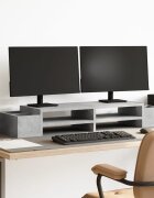 vidaXL Стойка за монитор с място за съхранение сив бетон 100x27x15 см