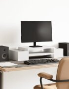 vidaXL Стойка за монитор за съхранение бял 70x27x15 см инженерно дърво