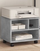 vidaXL Стойка за принтер с колелца бетонно сива 41x32x345 см