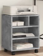 vidaXL Стойка за принтер с колелца бетонно сива 41x32x48 см
