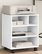 vidaXL Стойка за принтер с колелца бяла 41x32x48 см