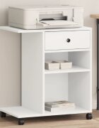 vidaXL Стойка за принтер с колелца бяла 60x40x685 см