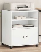 vidaXL Стойка за принтер с колелца бяла 60x48x74 см