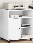 vidaXL Стойка за принтер с колелца бяла 60x50x67 см