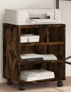 vidaXL Стойка за принтер с колелца опушен дъб 41x32x48 см