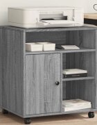 vidaXL Стойка за принтер с колелца сив сонома 60x50x67 см