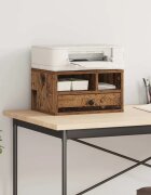 vidaXL Стойка за принтер Старо дърво 40 x 32 x 24 см