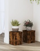 vidaXL Стойка за растения 2 бр. Опушен дъб 15 x 15 x 20 см