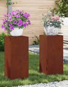 vidaXL Стойка за растения 2 бр. Ръждясало 24 x 24 x 55 см