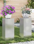 vidaXL Стойка за растения 2 бр. Сребристо 24 x 24 x 55 см