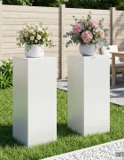 vidaXL Стойка за растения 2 pcs Бяло 40 x 40 x 100 cm Стомана