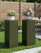 vidaXL Стойка за растения 2 pcs Маслиненозелено 40 x 40 x 100 cm
