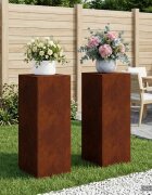 vidaXL Стойка за растения 2 pcs Ръждясало 40 x 40 x 100 cm
