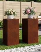vidaXL Стойка за растения 2 pcs Ръждясало 40 x 40 x 80 cm